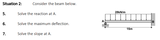 Situation 2 : , Consider the beam below. Solve