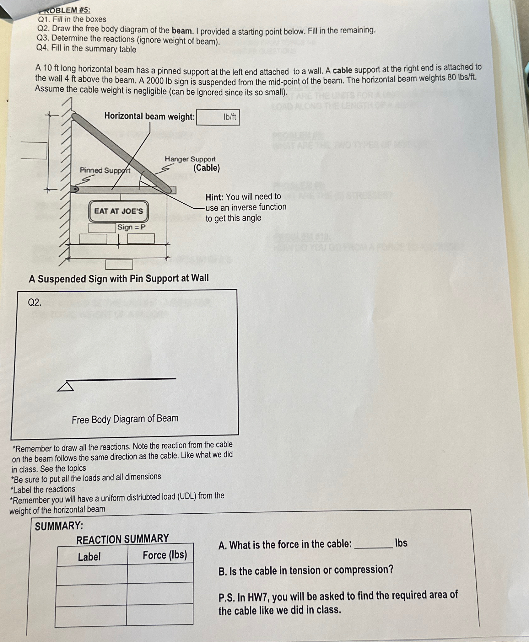 Q 1 . Fill in the boxes Q 2 . Draw the free body