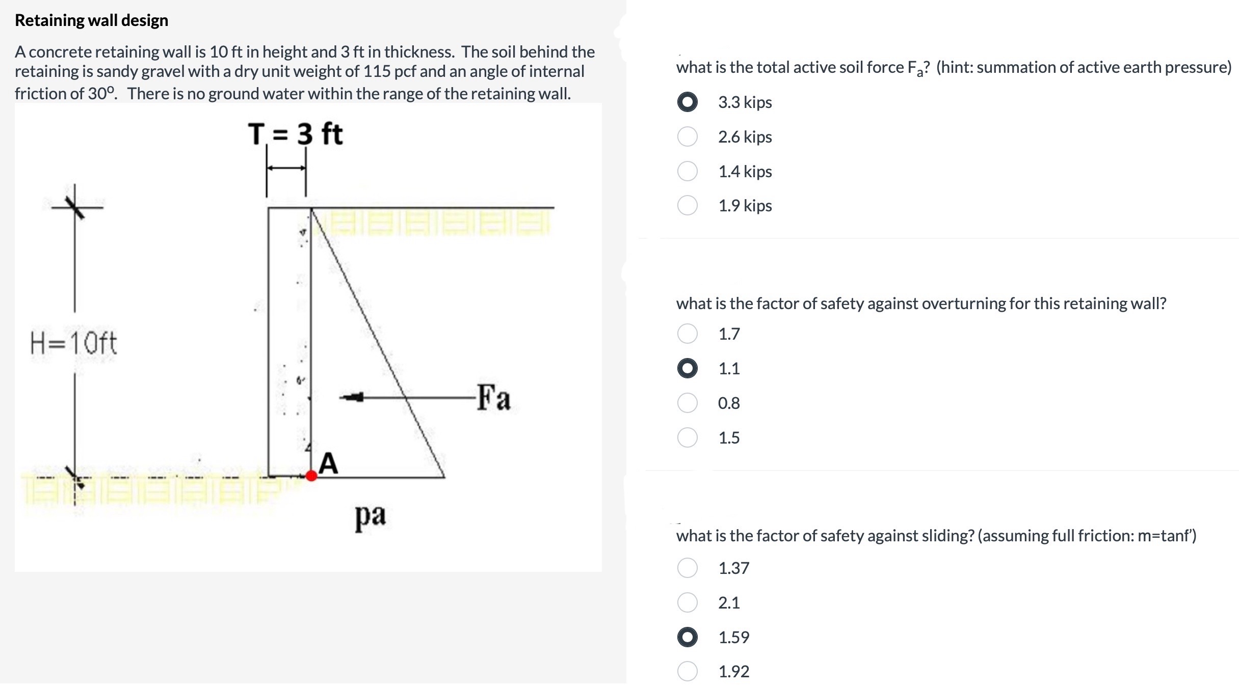 Retaining wall design A concrete retaining wall
