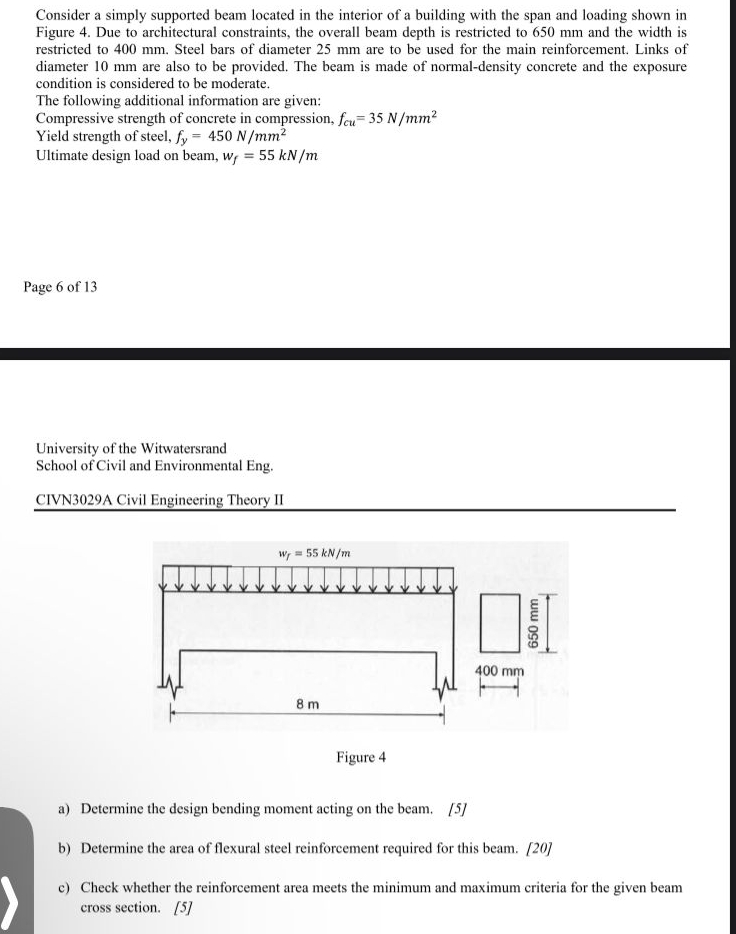 Consider a simply supported beam located in the