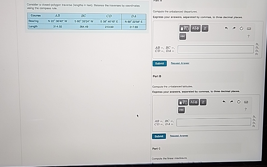Consider a closed - polygon traverse ( lengths in