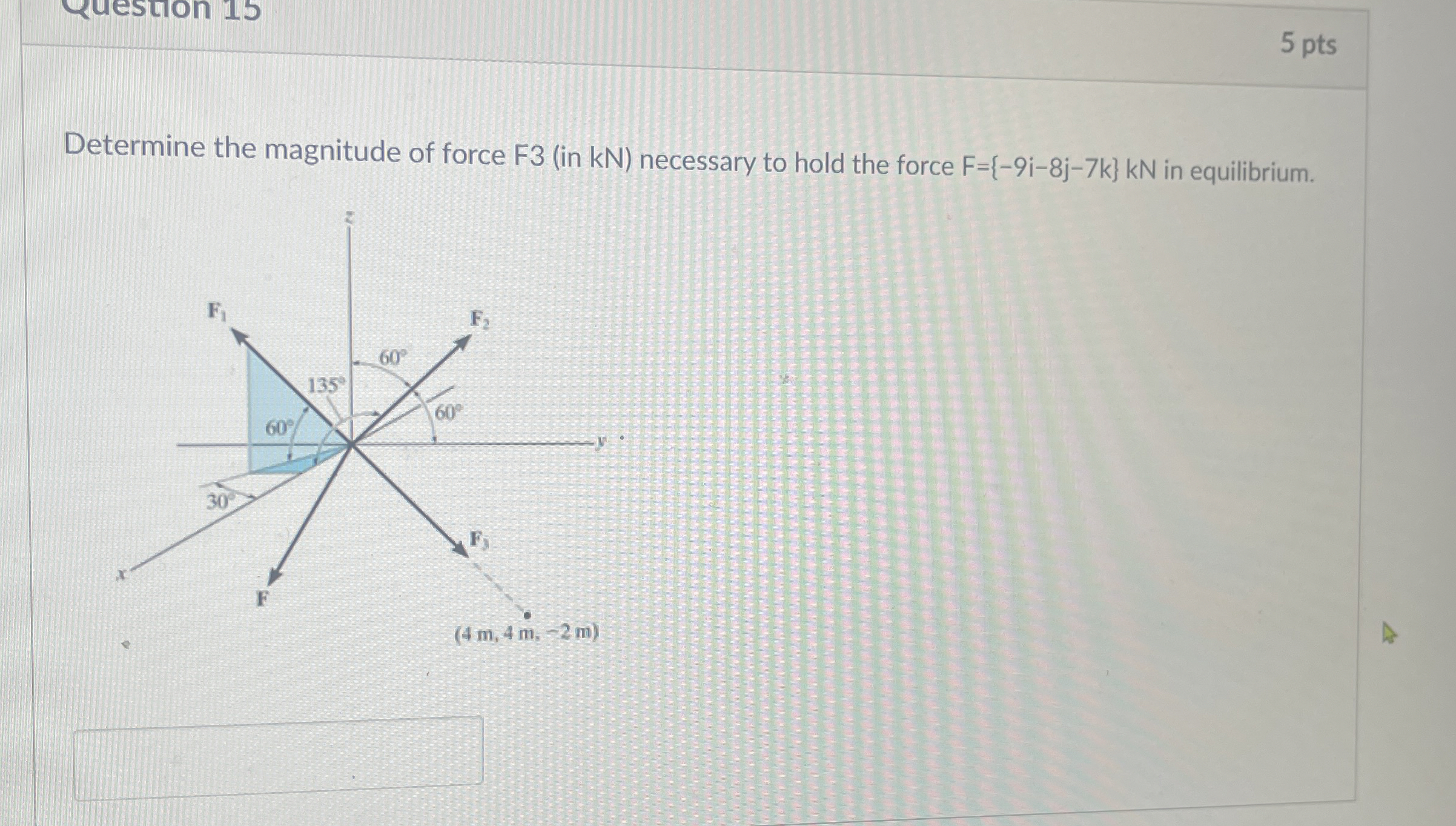 Determine the magnitude of force F 3 ( in kN )