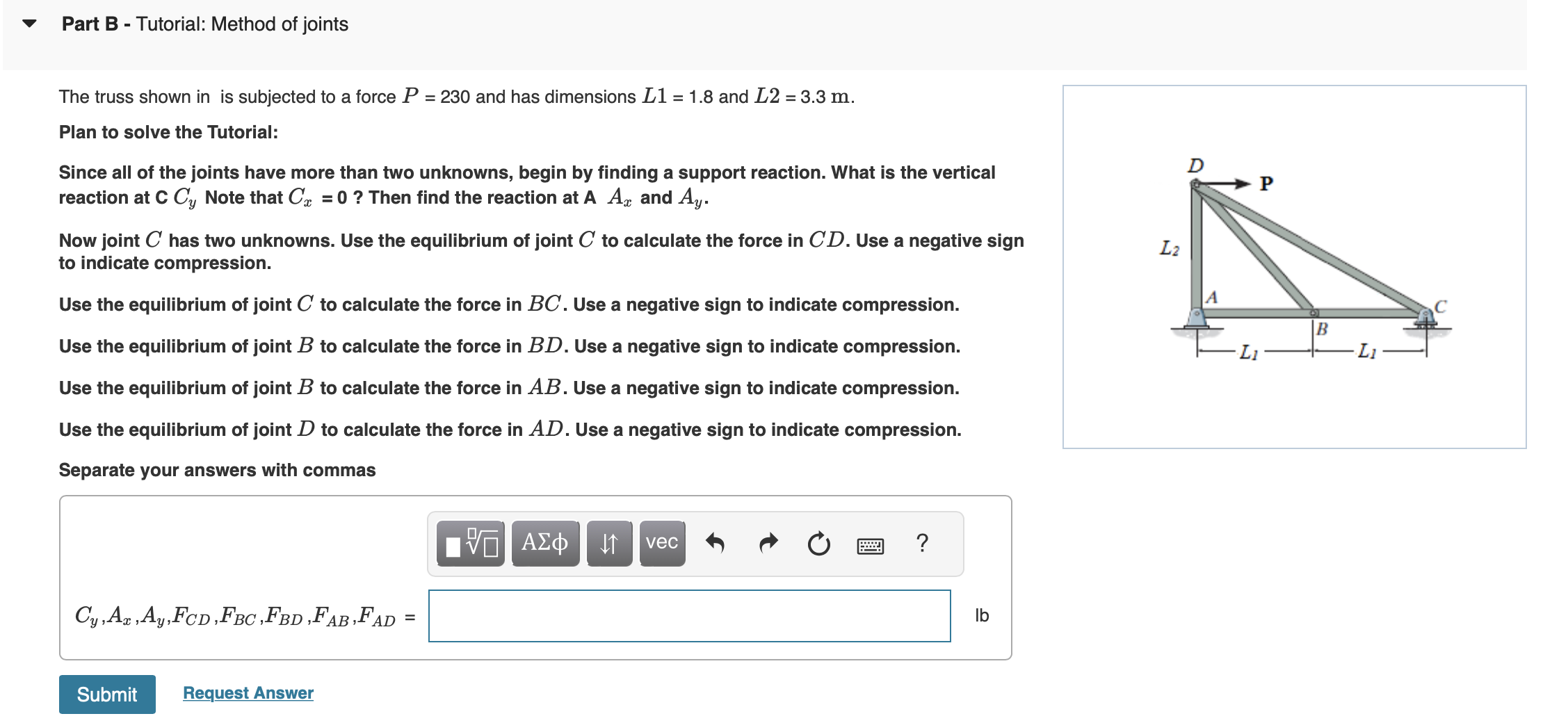 Part B - Tutorial: Method of joints The truss