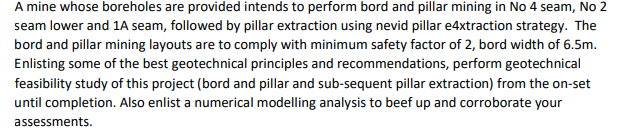 A mine whose boreholes are provided intends to