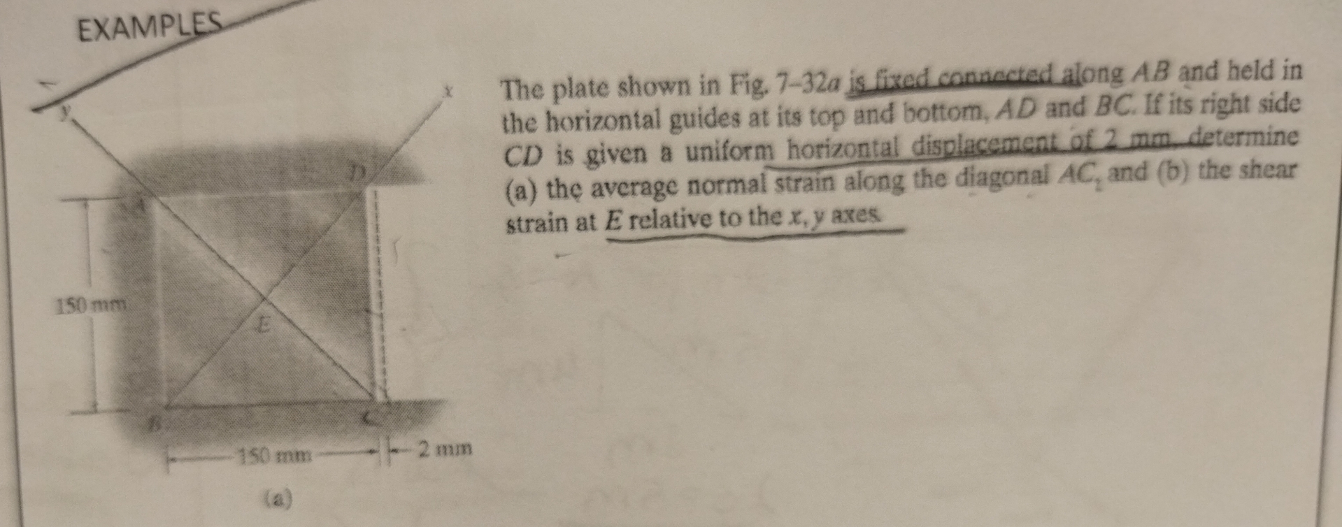 The plate shown in Fig. 7 - 3 2 a is fixed