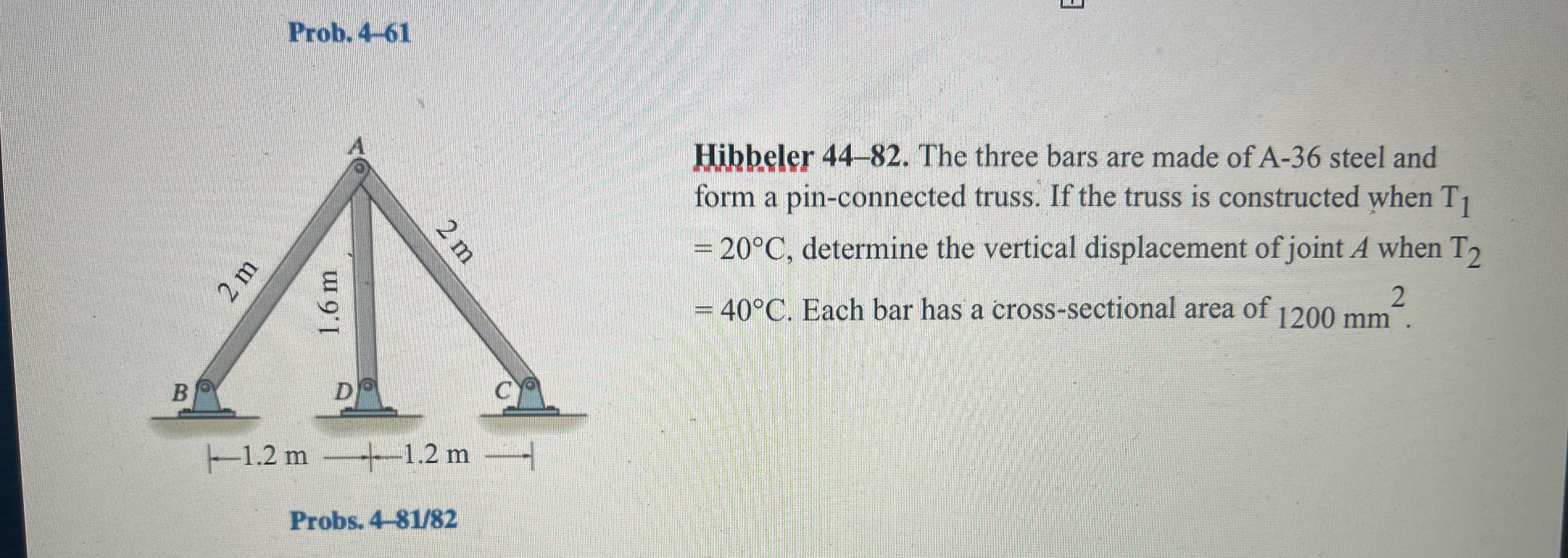 Prob. 4 - 6 1 Hibbeler 4 4 - 8 2 . The three bars