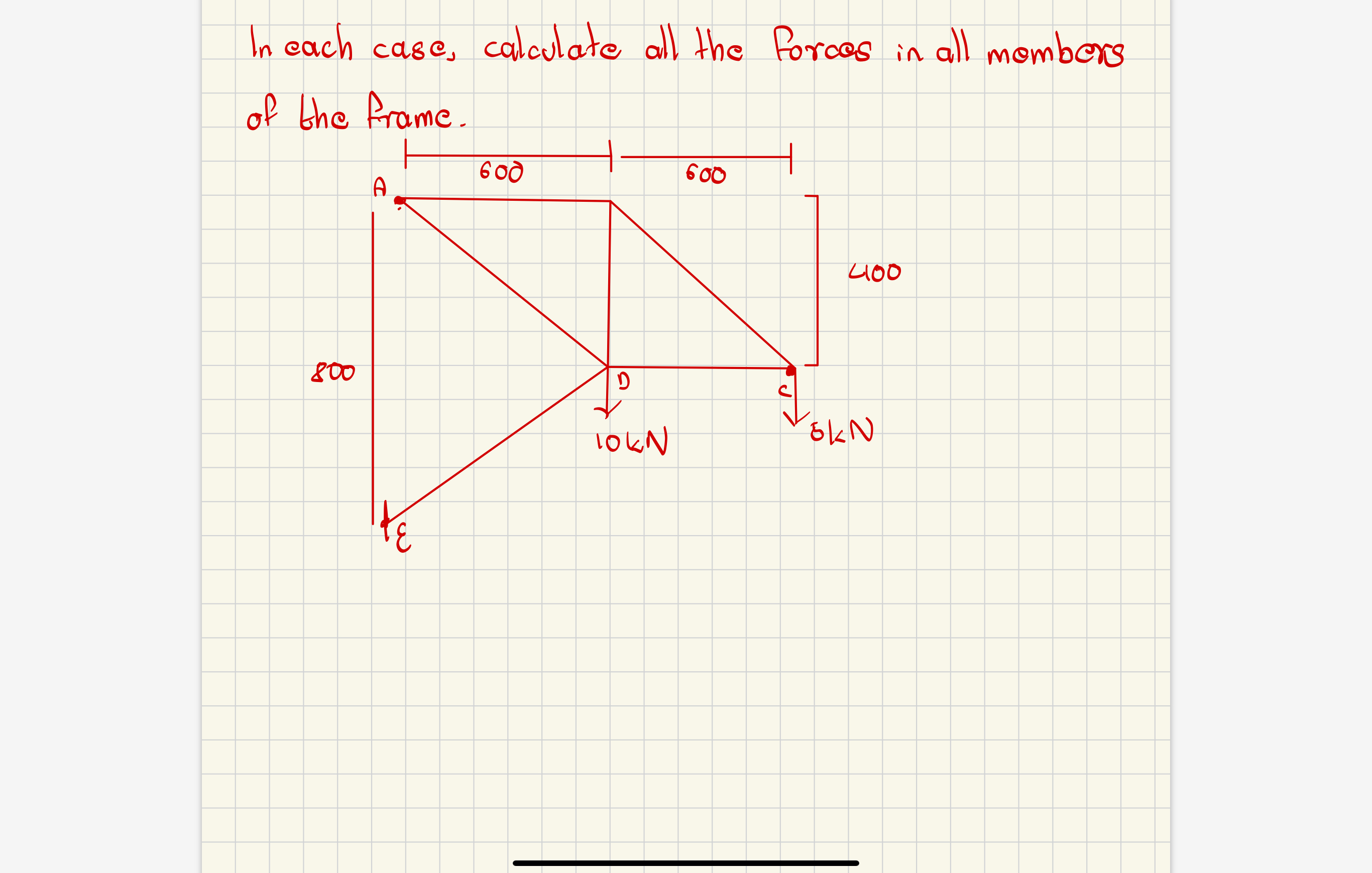 In each case, calculate all the forcos in all