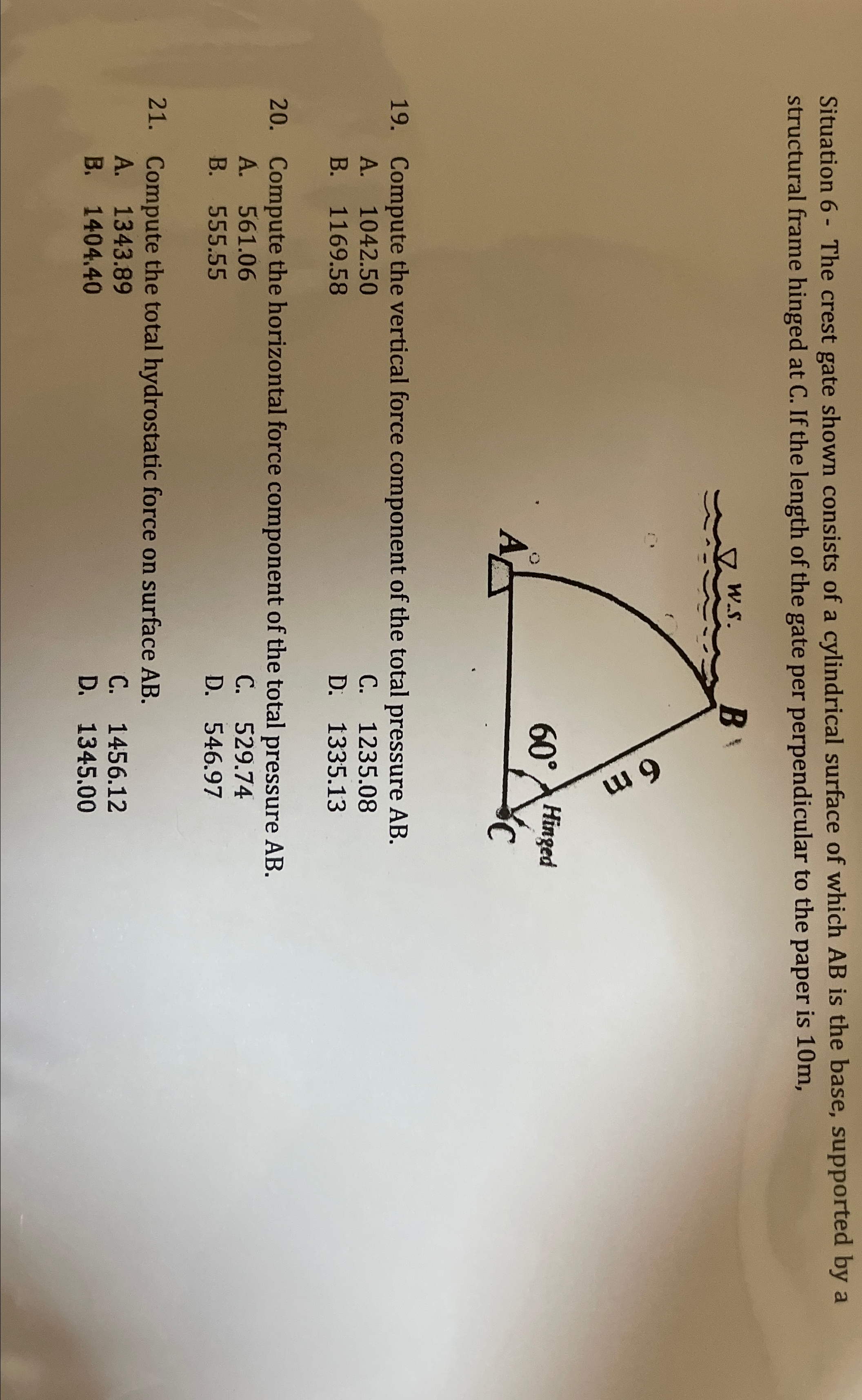 Situation 6 - The crest gate shown consists of a