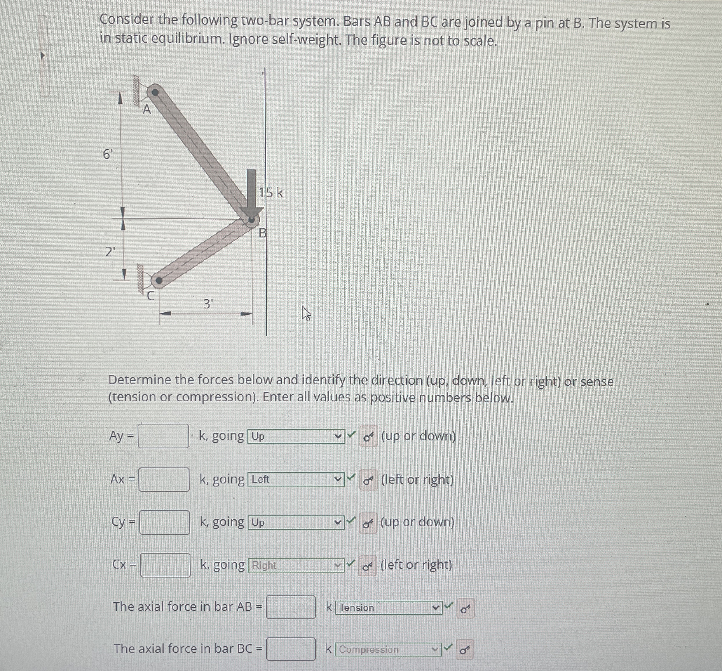 Consider the following two - bar system. Bars A B