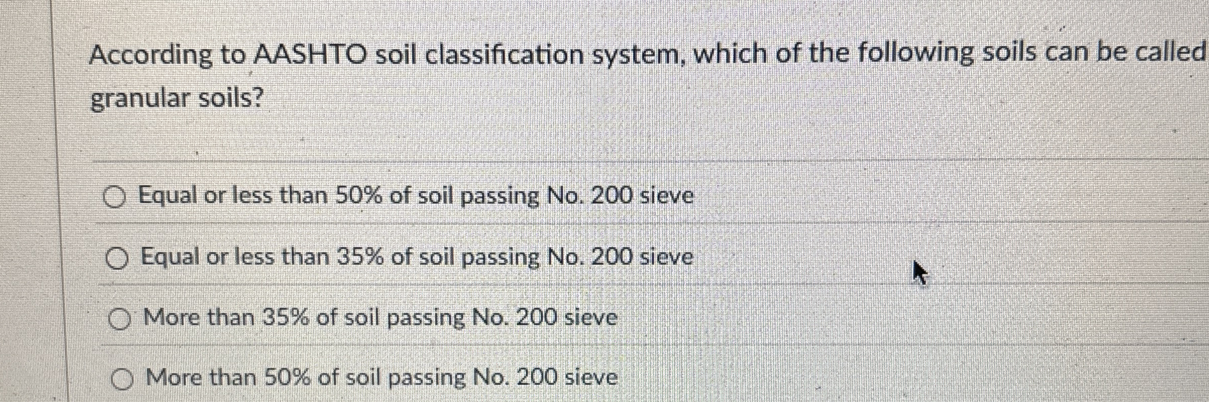 According to AASHTO soil classification system,