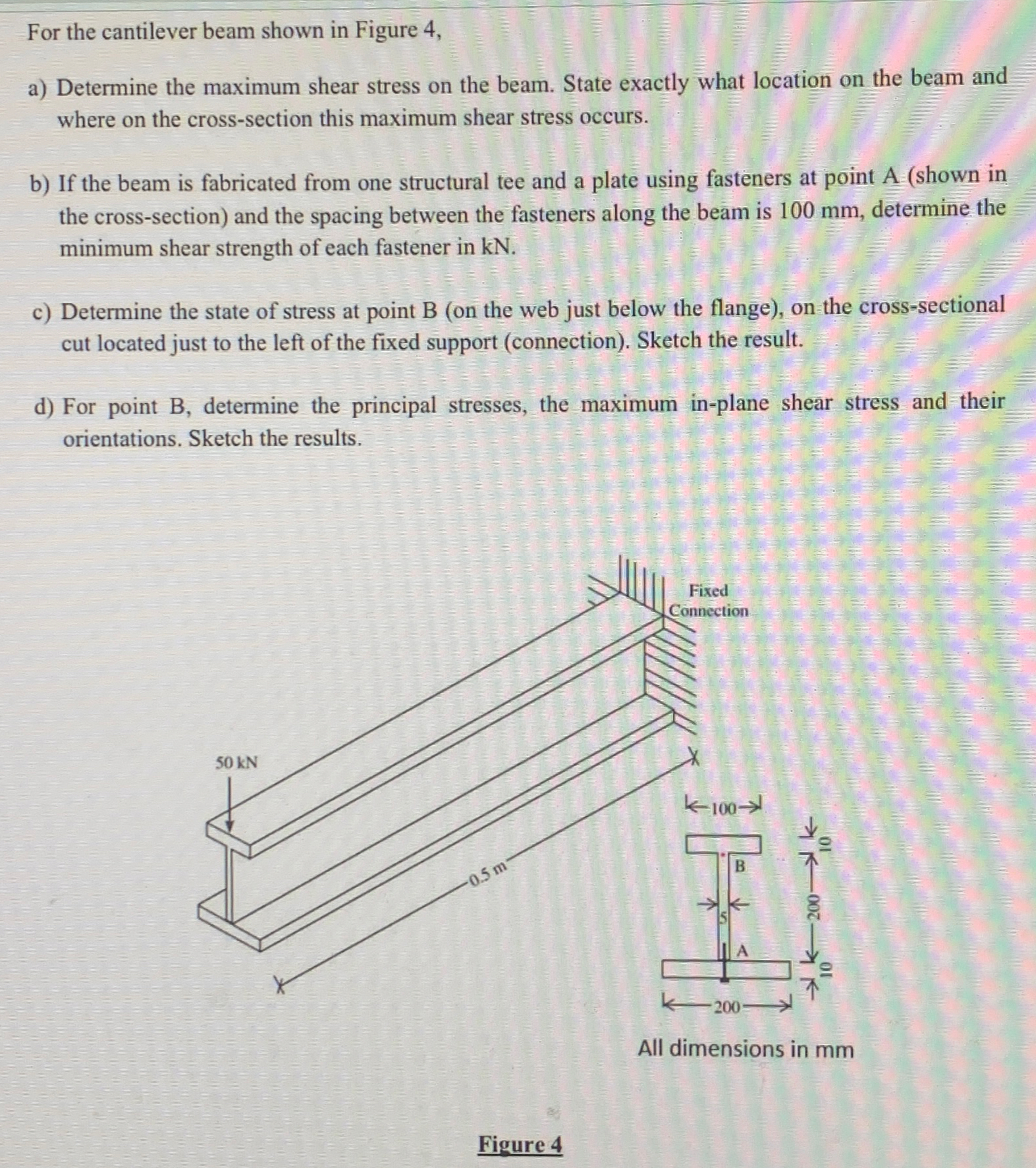 For the cantilever beam shown in Figure 4 , a )