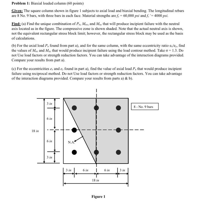 Biaxial loaded column ( 6 0 points ) Given: The