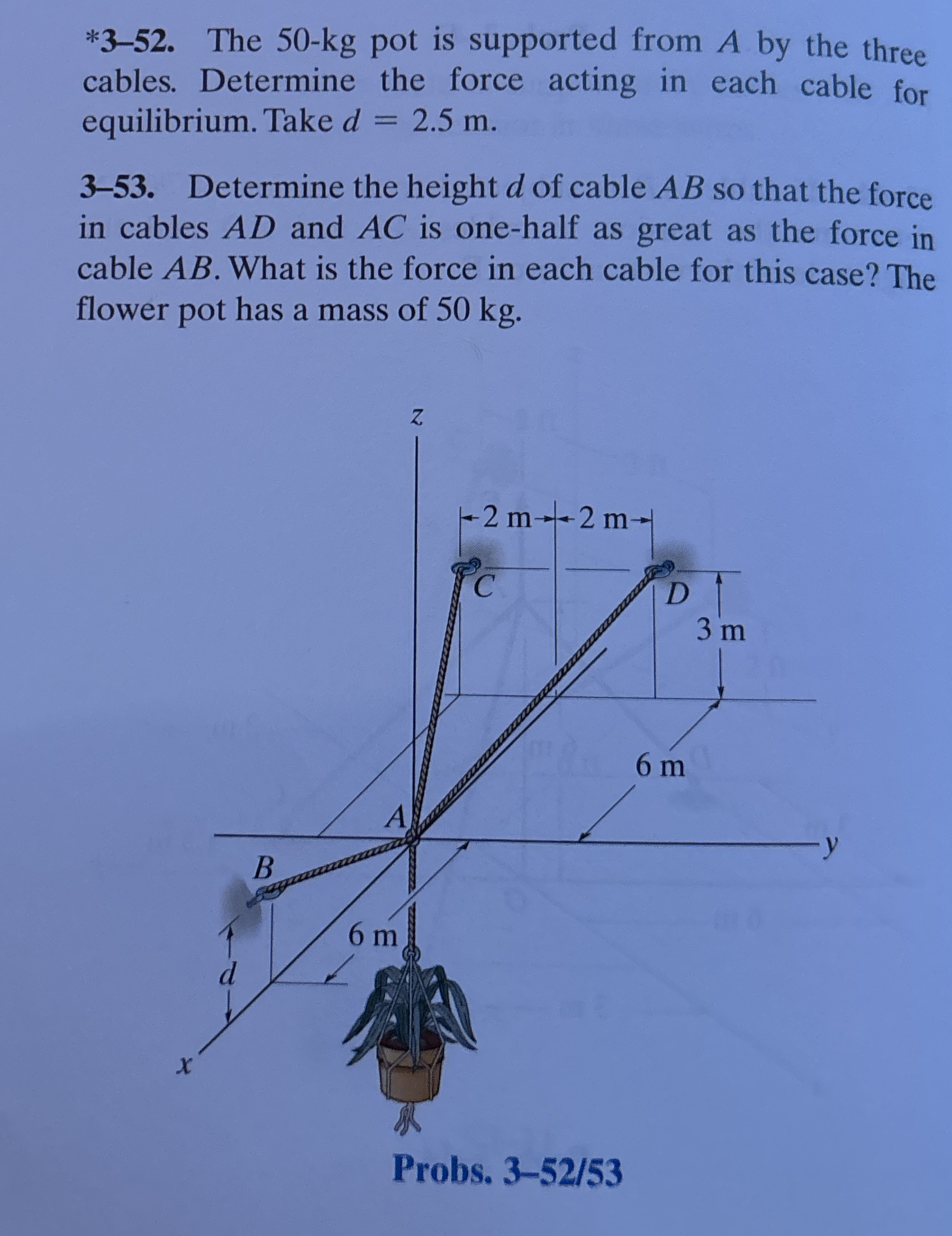 * 3 - 5 2 . The 5 0 - k g pot is supported from A