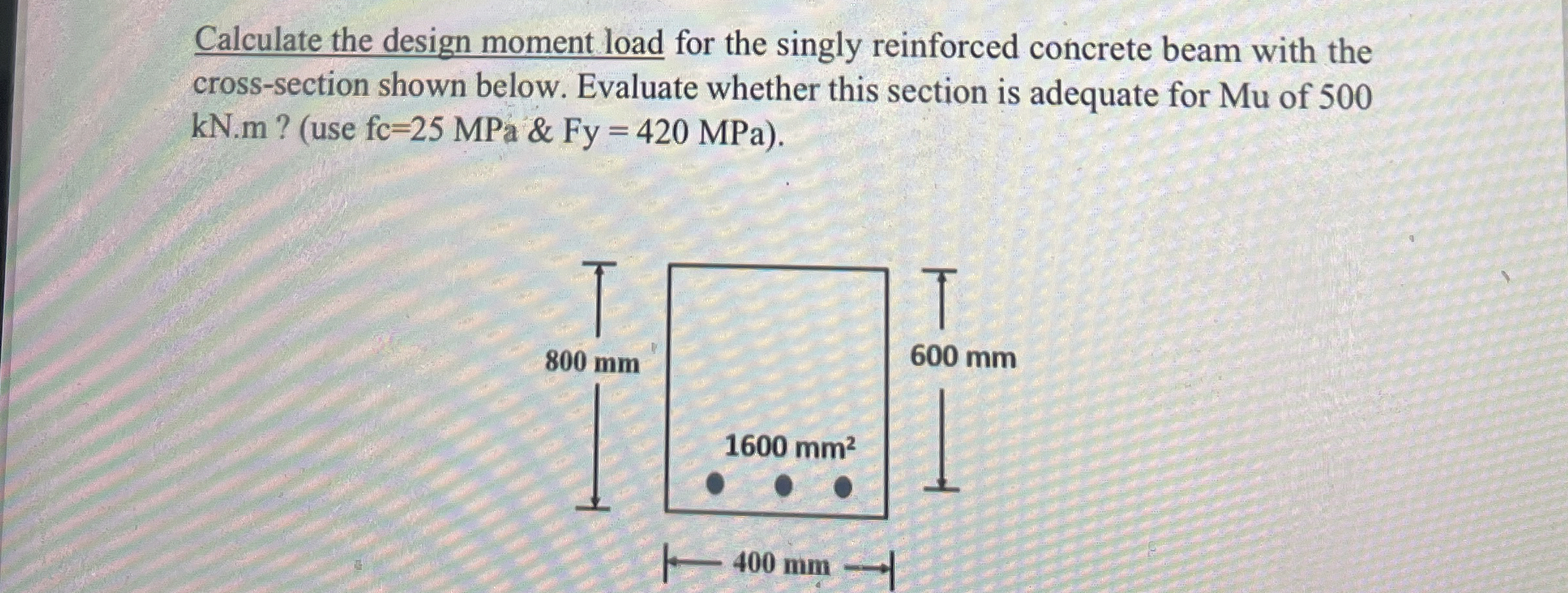 Calculate the design moment load for the singly
