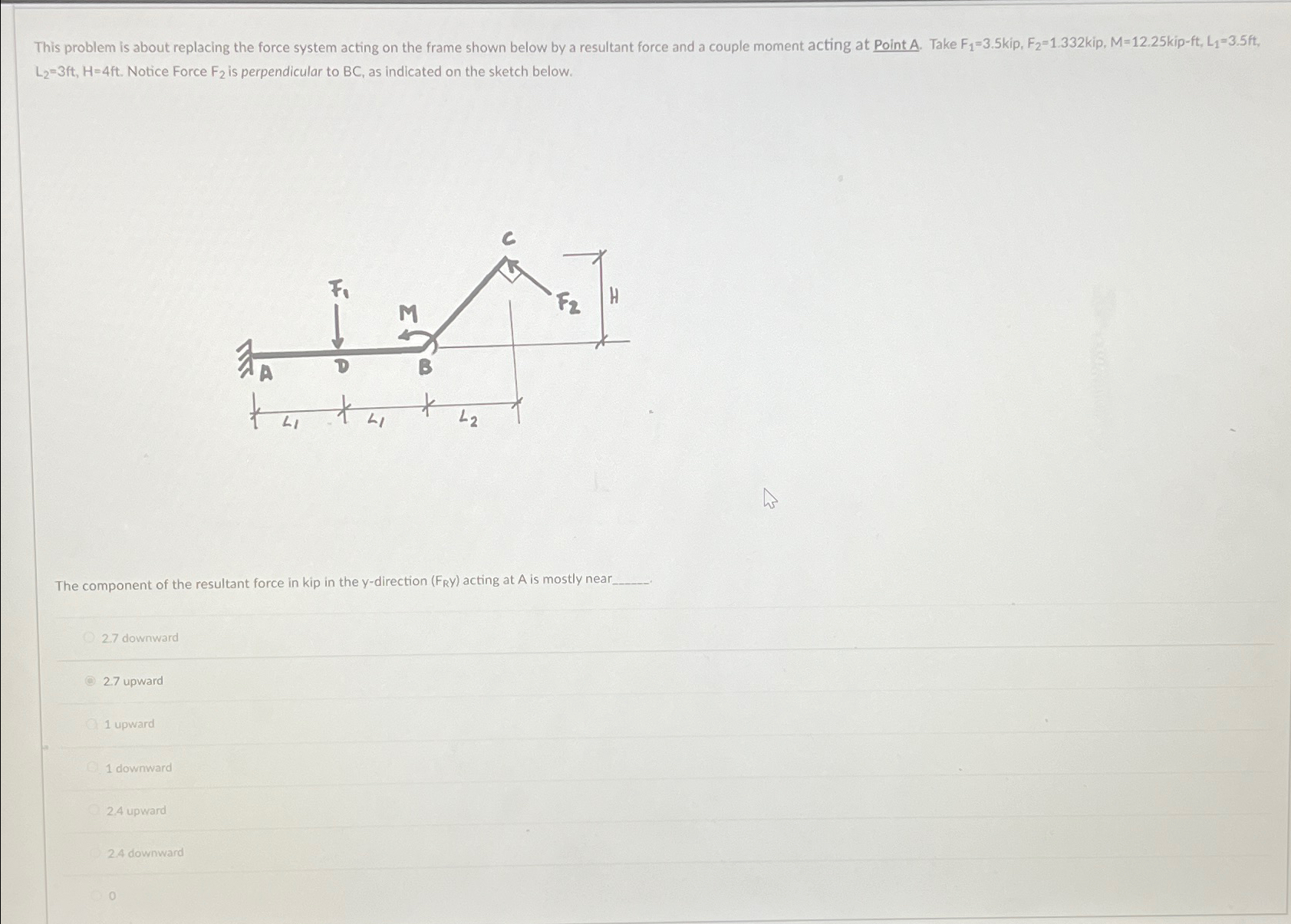 This problem is about replacing the force system