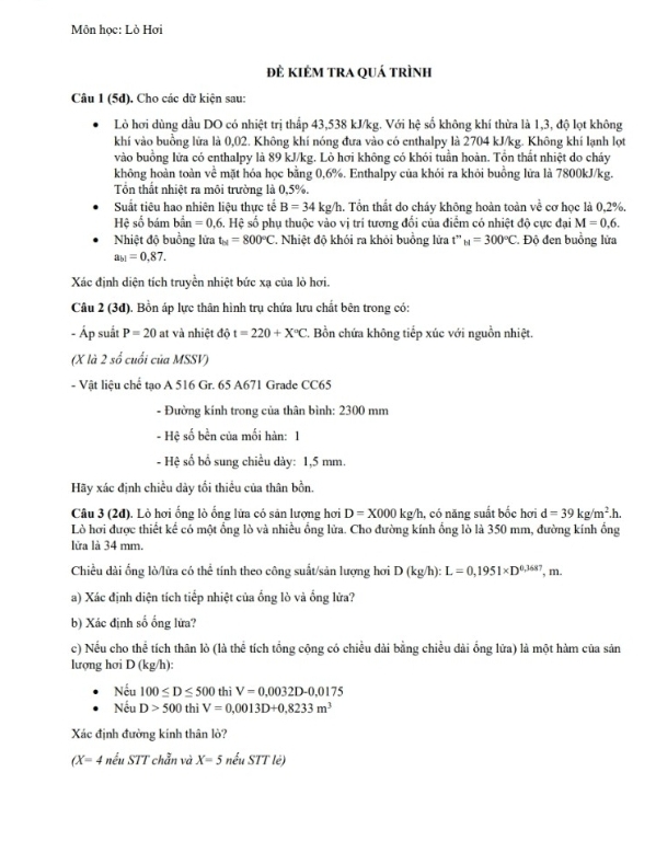 M n h c: L Hoi KI M TRA QU TR NH C u 1 ( 5 d ) .