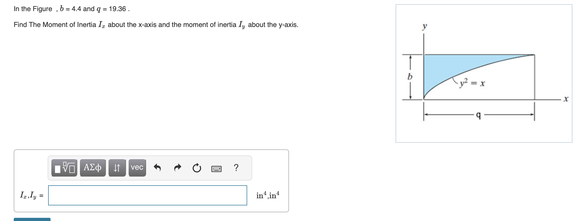 In the Figure, b = 4 . 4 and q = 1 9 . 3 6 . Find