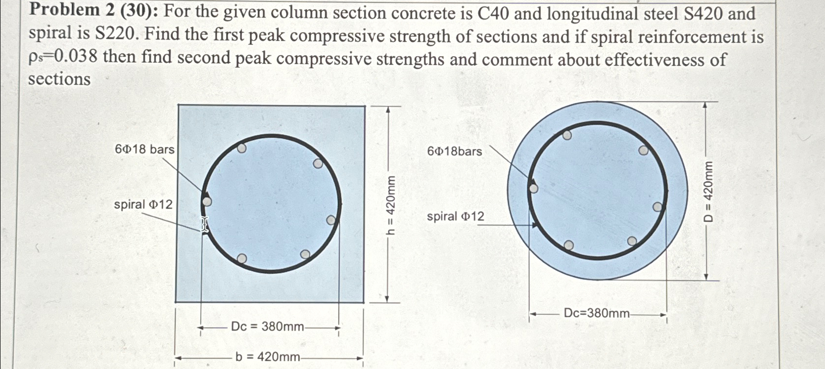 Problem 2 ( 3 0 ) : For the given column section