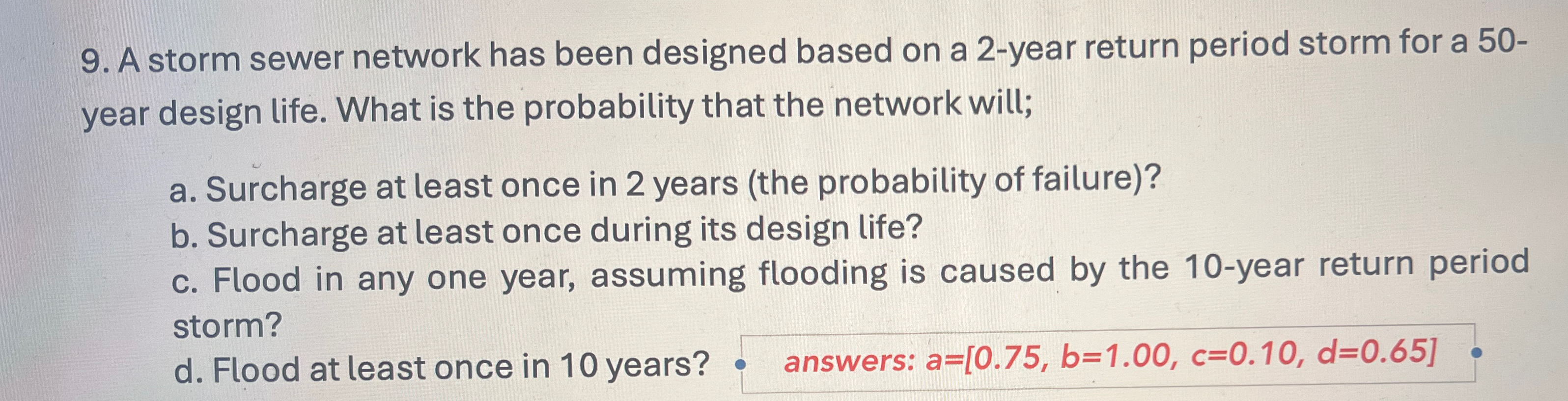 A storm sewer network has been designed based on