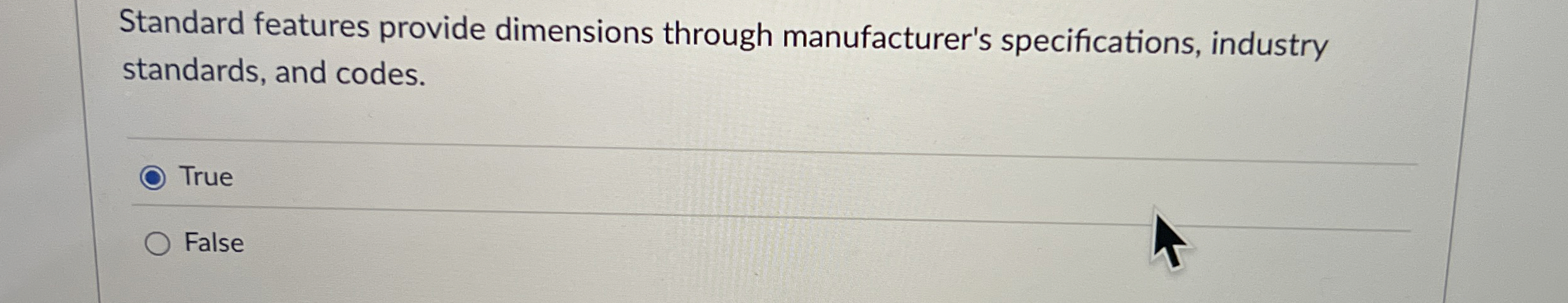 Standard features provide dimensions through