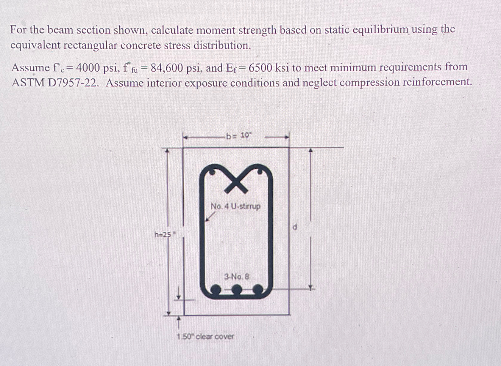 For the beam section shown, calculate moment