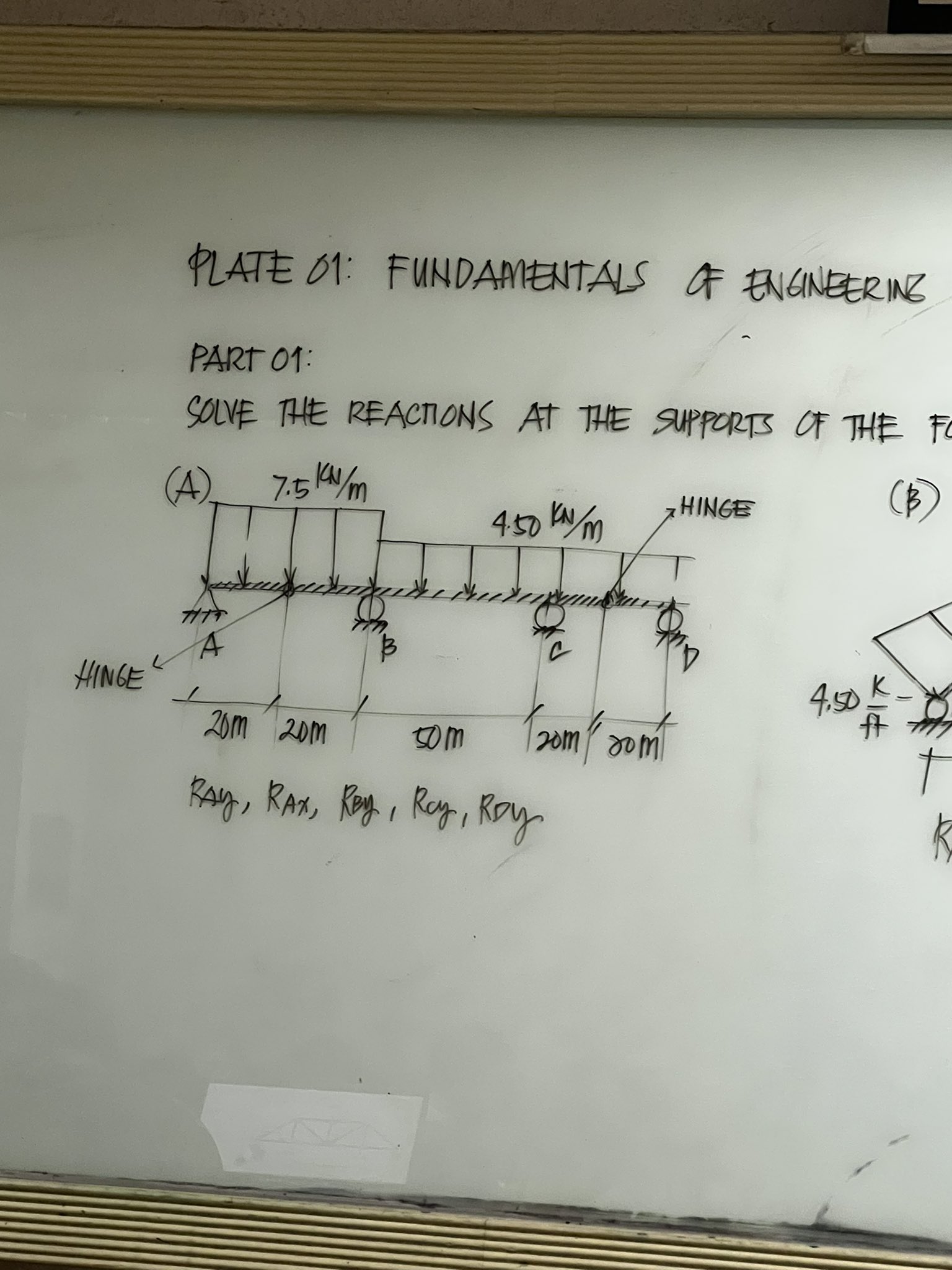 Solve the reactions at the supports of the