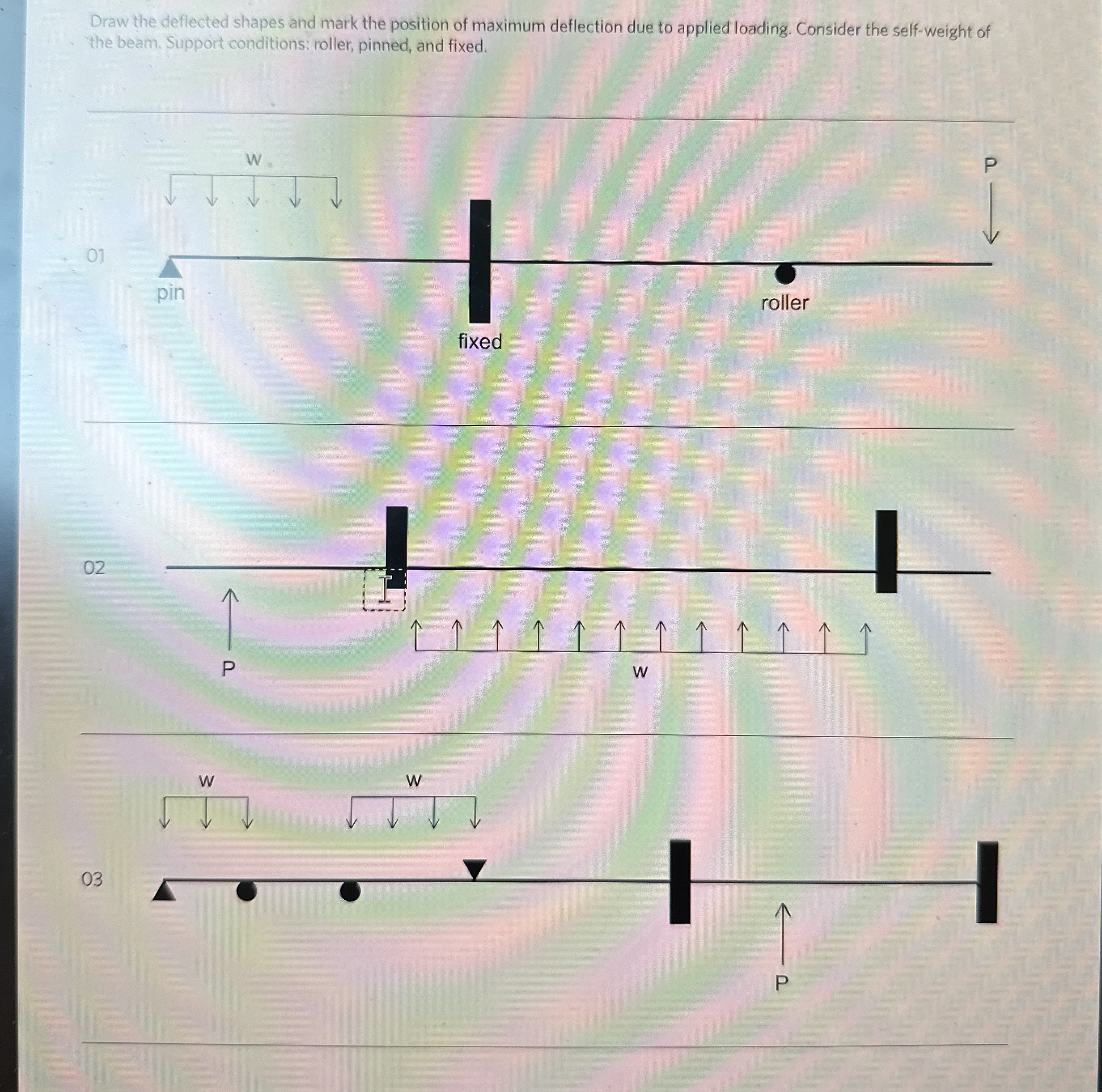 Draw the deflected shapes and mark the position