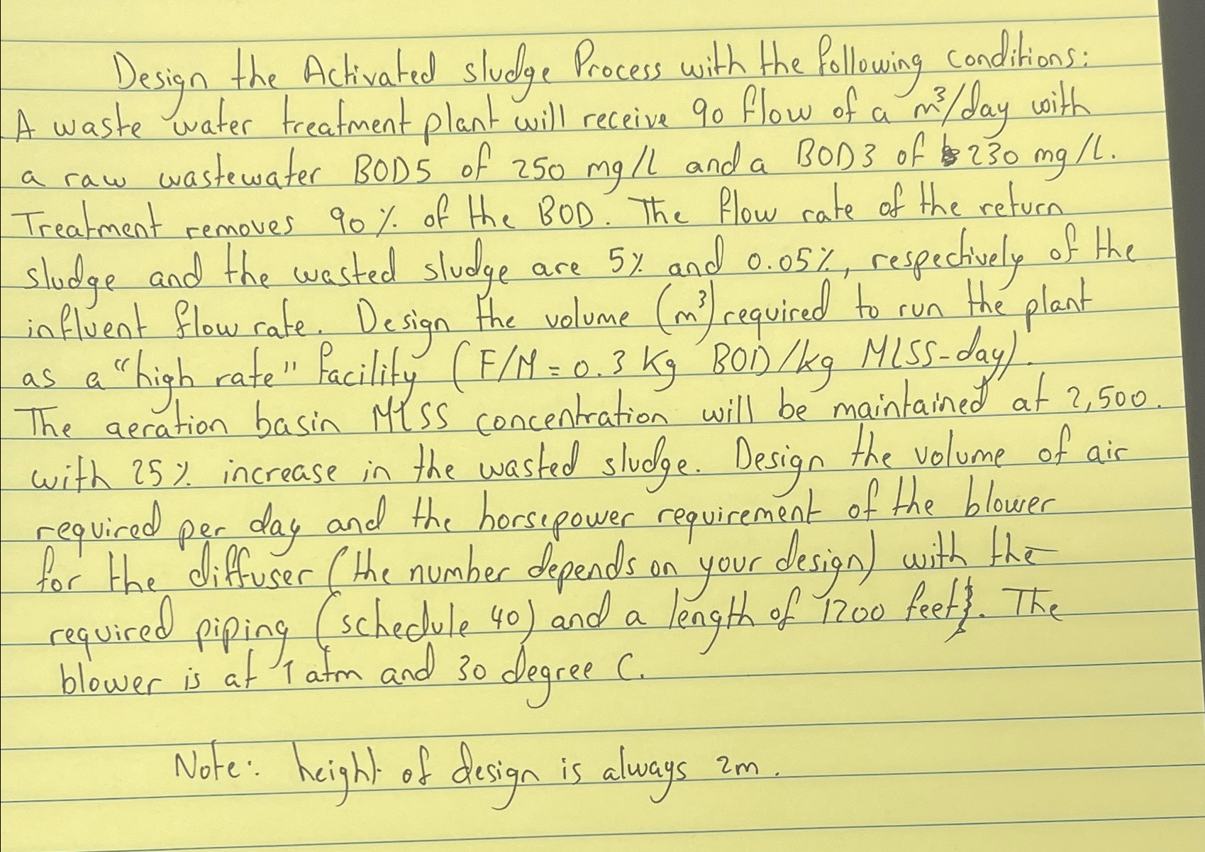 Design the Activated sludge Process with the