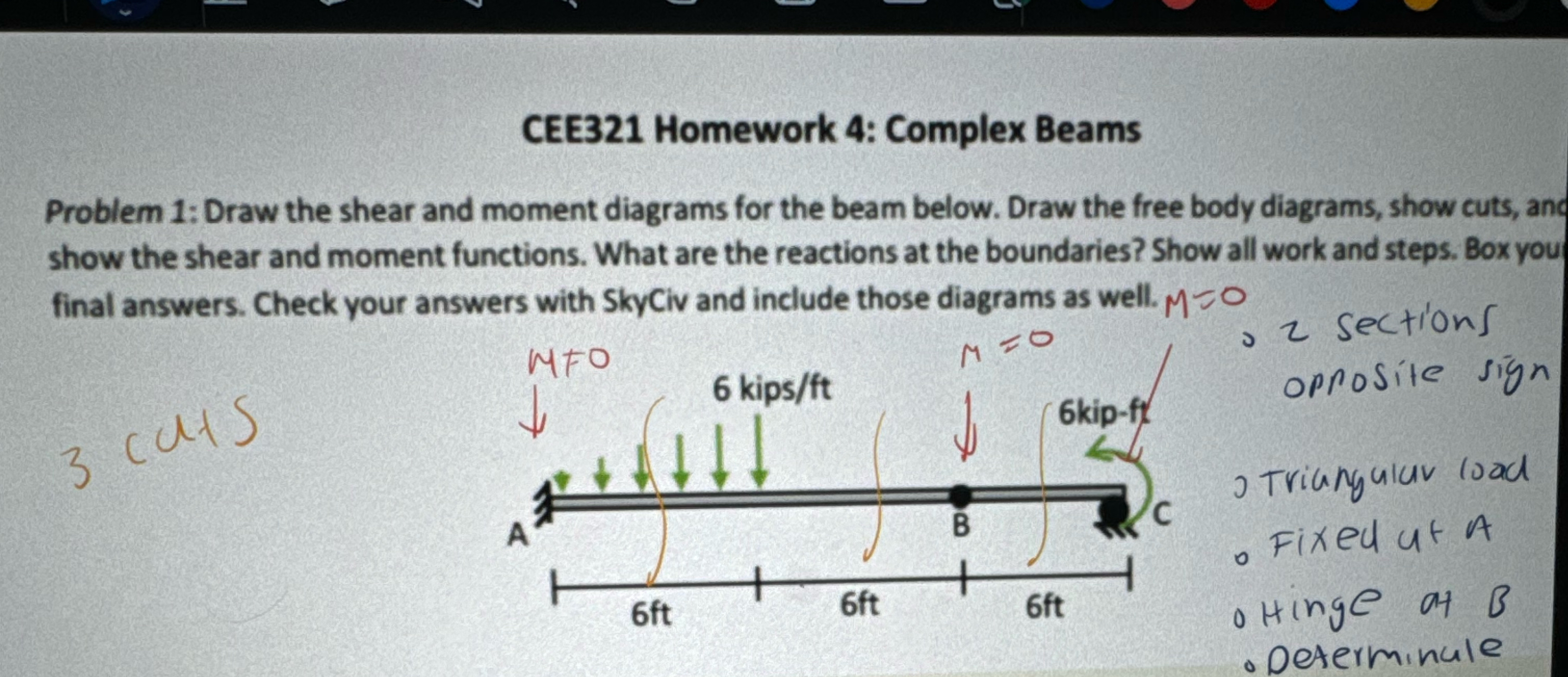 CEE 3 2 1 Homework 4 : Complex Beams Problem 1 :