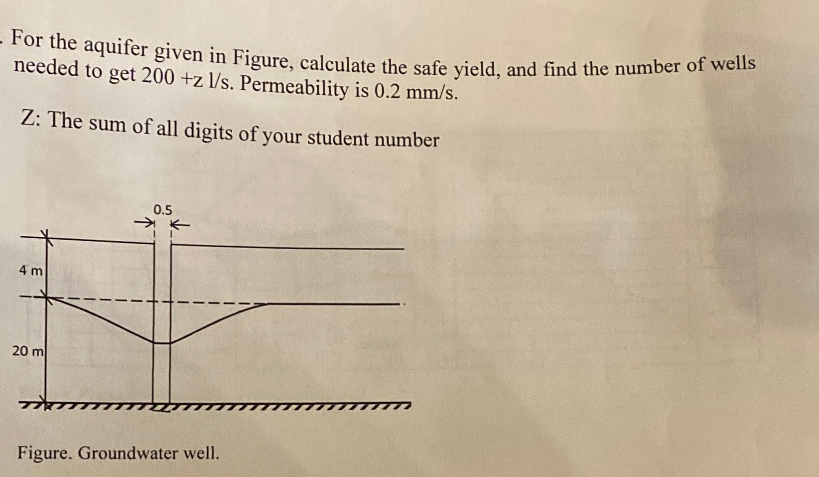 For the aquifer given in Figure, calculate the