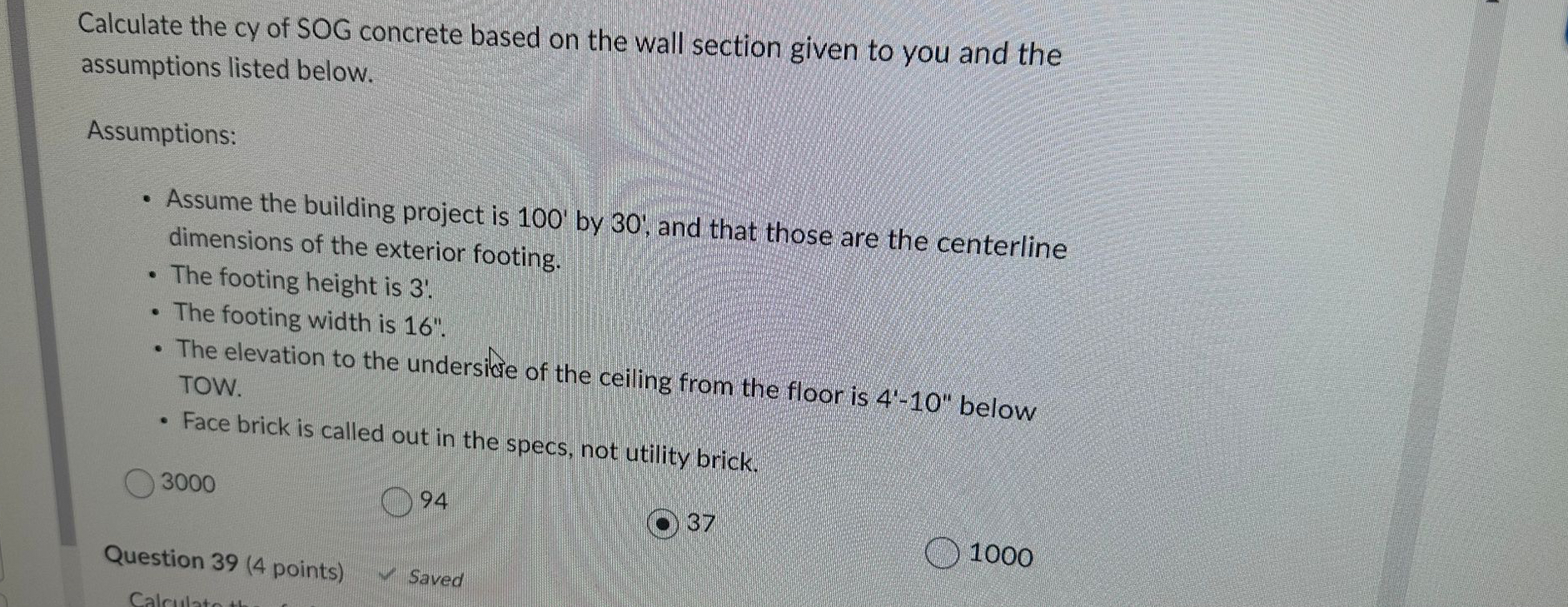 Calculate the cy of SOG concrete based on the