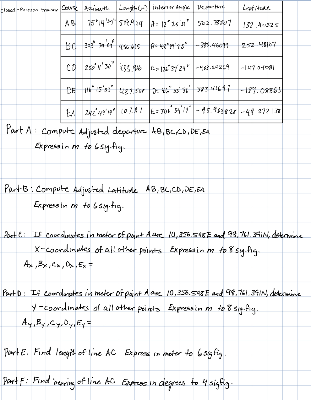 Part A: Compute Adjusted departure A B , B C , C