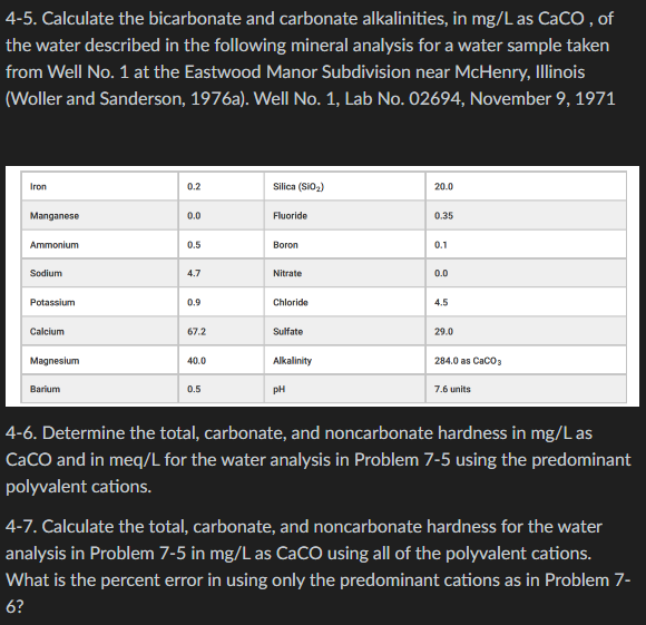 Calculate the total, carbonate, and noncarbonate