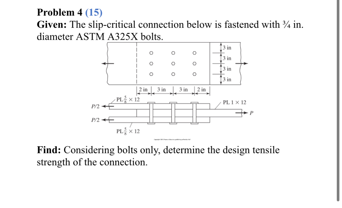 Problem 4 ( 1 5 ) Given: The slip - critical