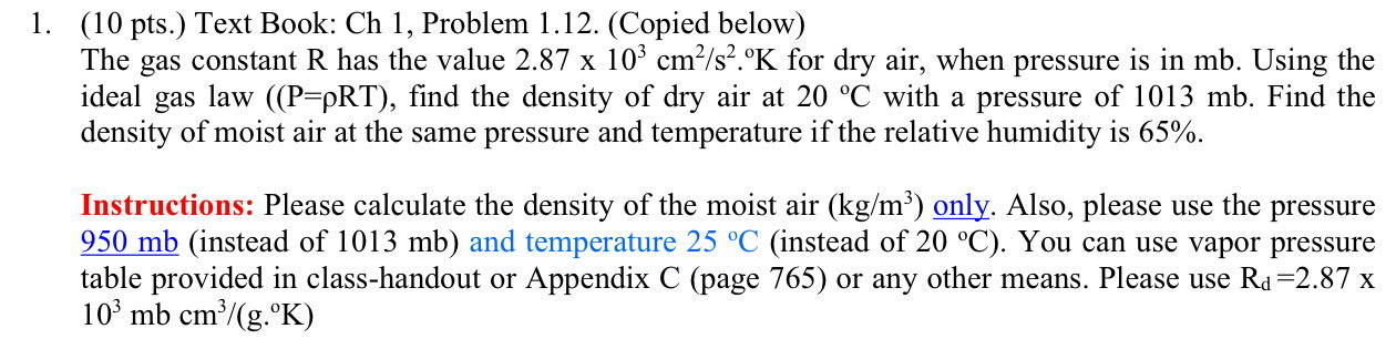 ( 1 0 pts . ) Text Book: Ch 1 , Problem 1 . 1 2 .