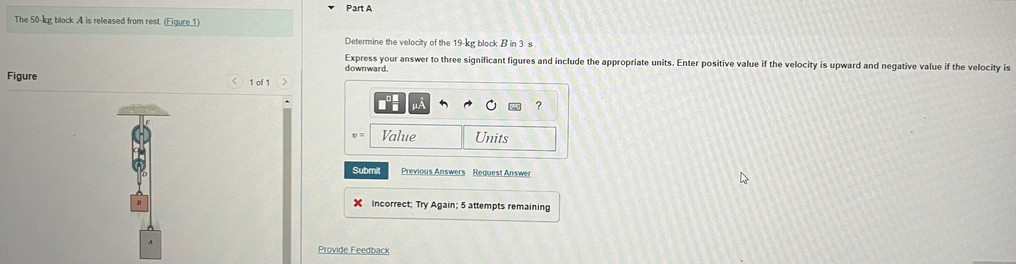 The 5 0 - k g block A is released from rest (