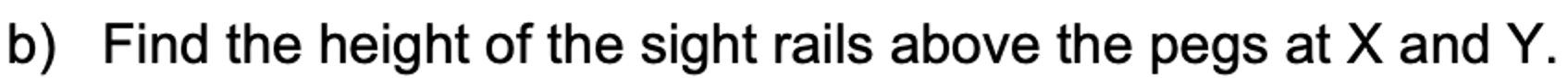 b ) Find the height of the sight rails above the