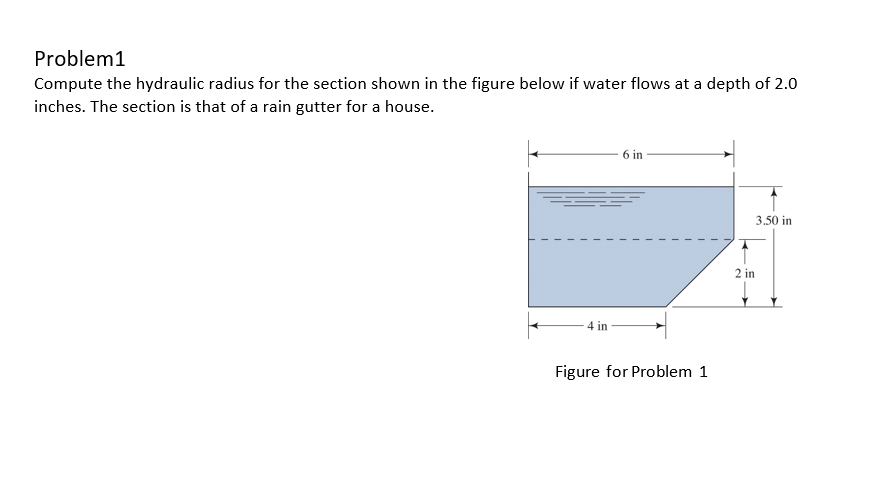 Problem 1 Compute the hydraulic radius for the