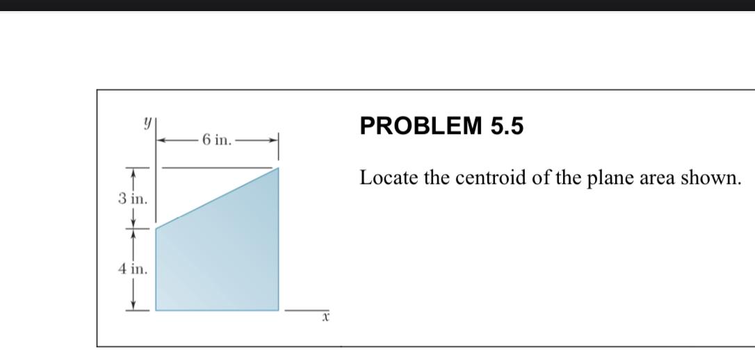 PROBLEM 5 . 5 Locate the centroid of the plane