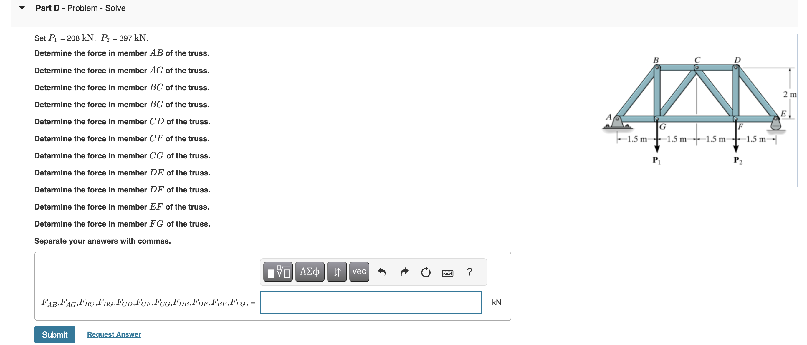 Part D - Problem - Solve Set P 1 = 2 0 8 k N , P