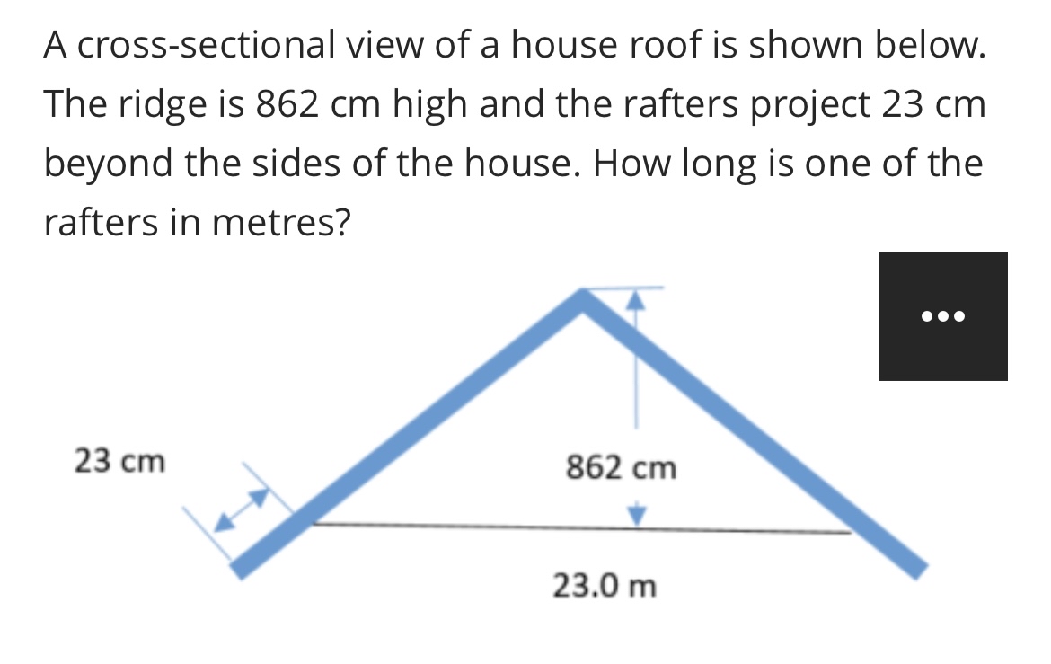 A cross - sectional view of a house roof is shown