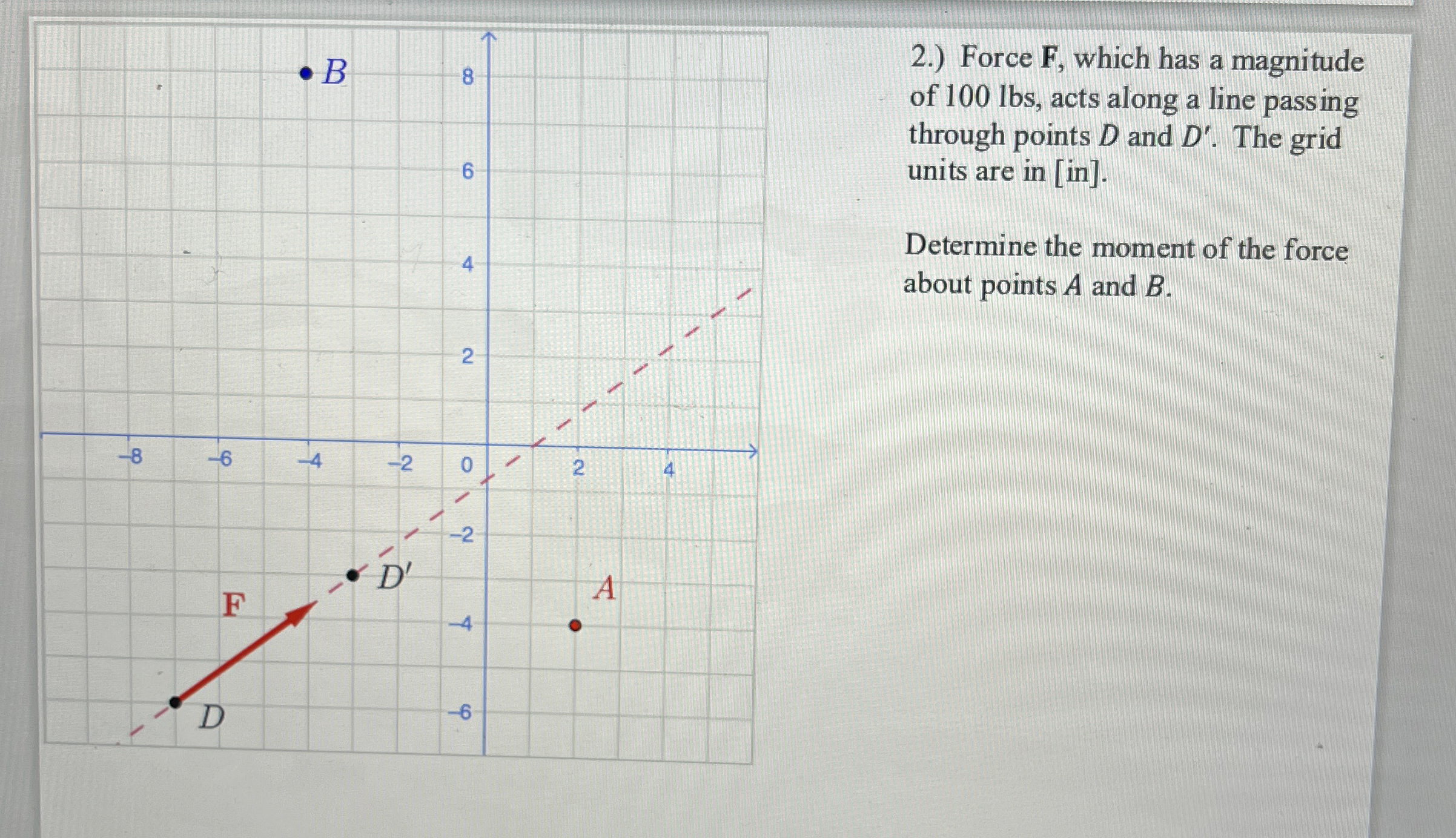 2 . ) Force F , which has a magnitude of 1 0 0