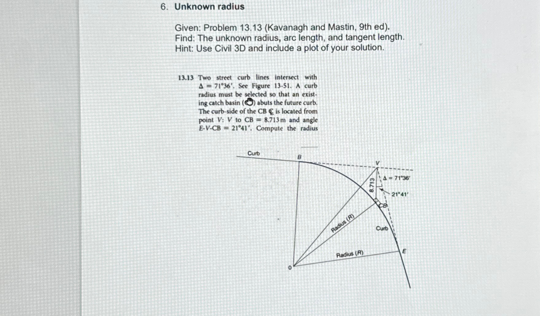 Unknown radius Given: Problem 1 3 . 1 3 (