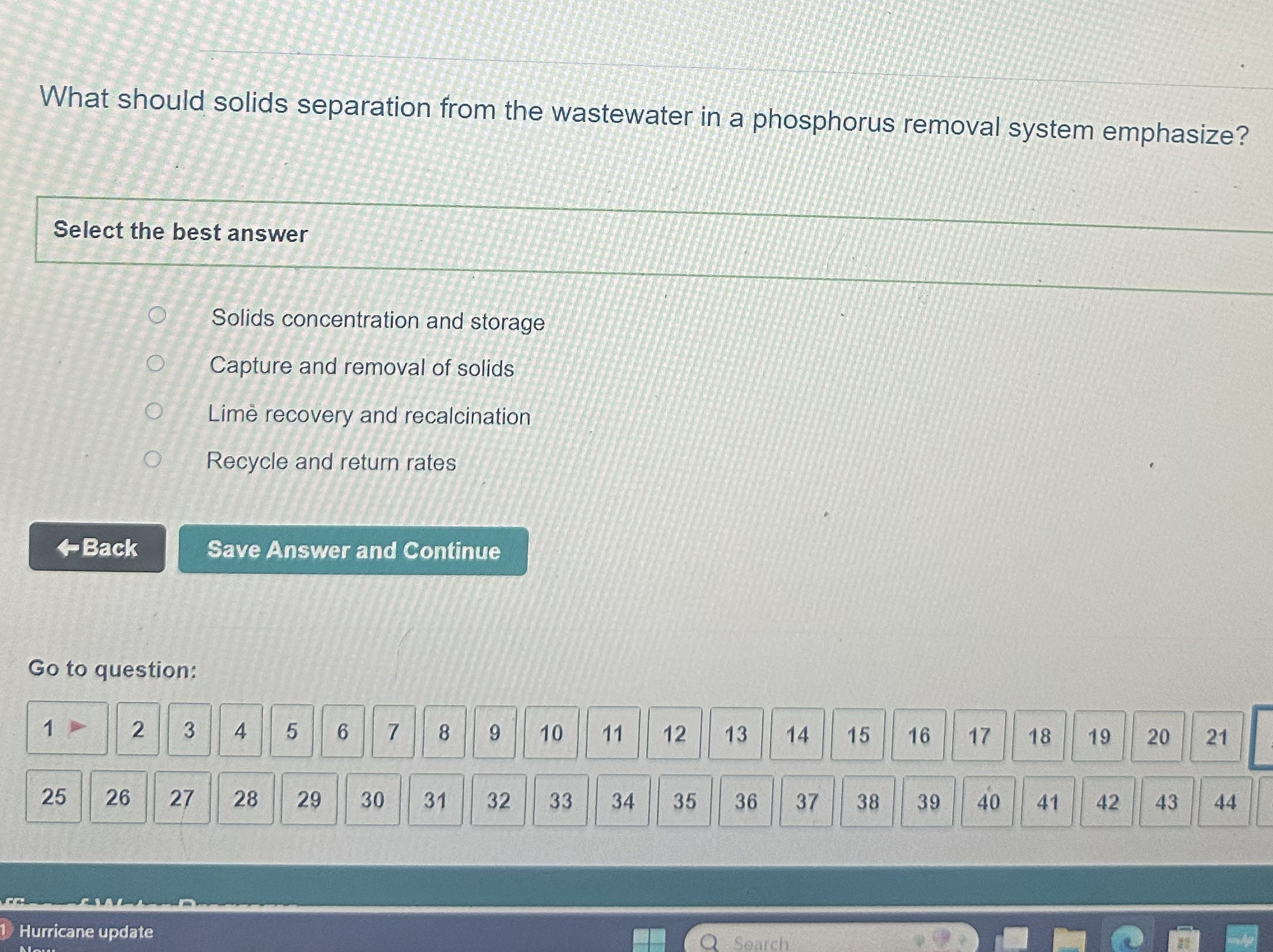 What should solids separation from the wastewater