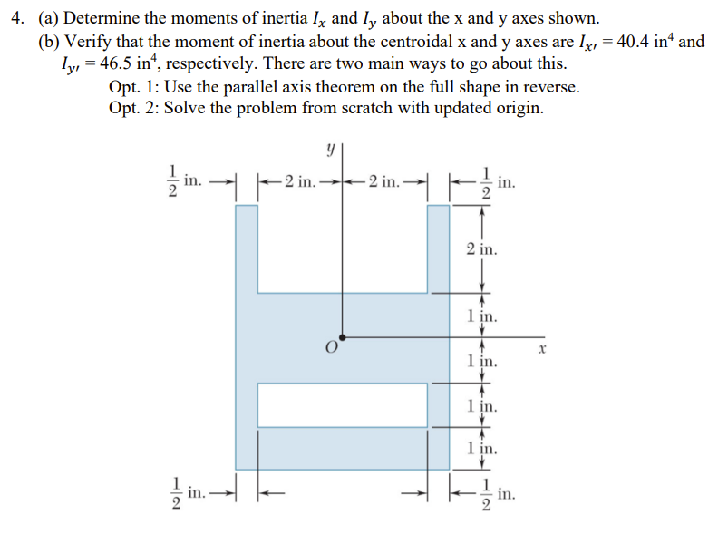 ( a ) Determine the moments of inertia I x and I