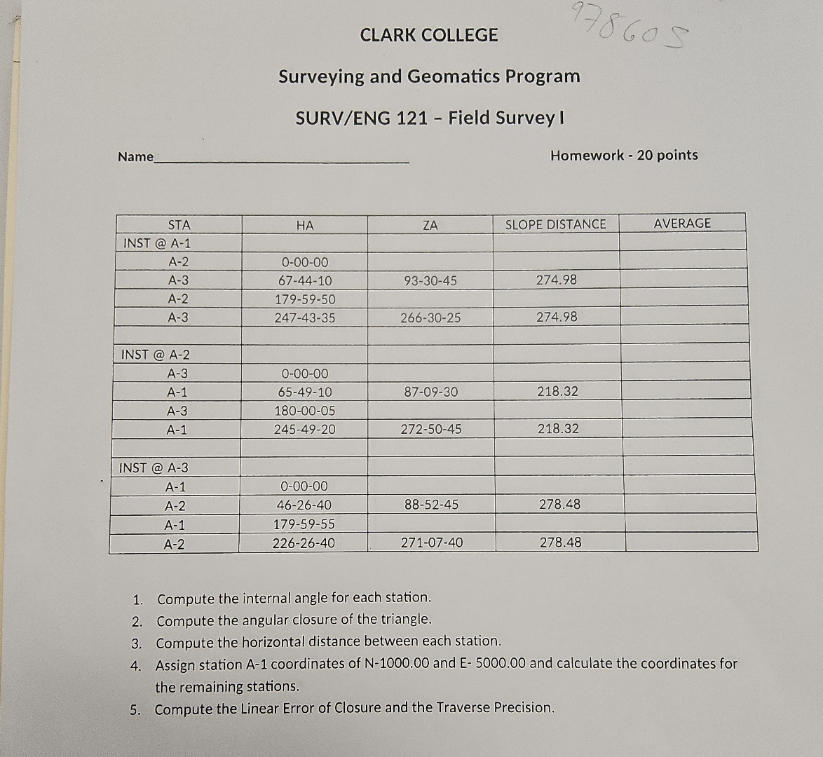 CLARK COLLEGE Surveying and Geomatics Program