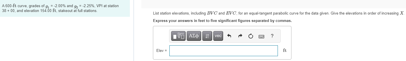 A 6 0 0 - f t curve, grades of g 1 = - 2 . 0 0 %