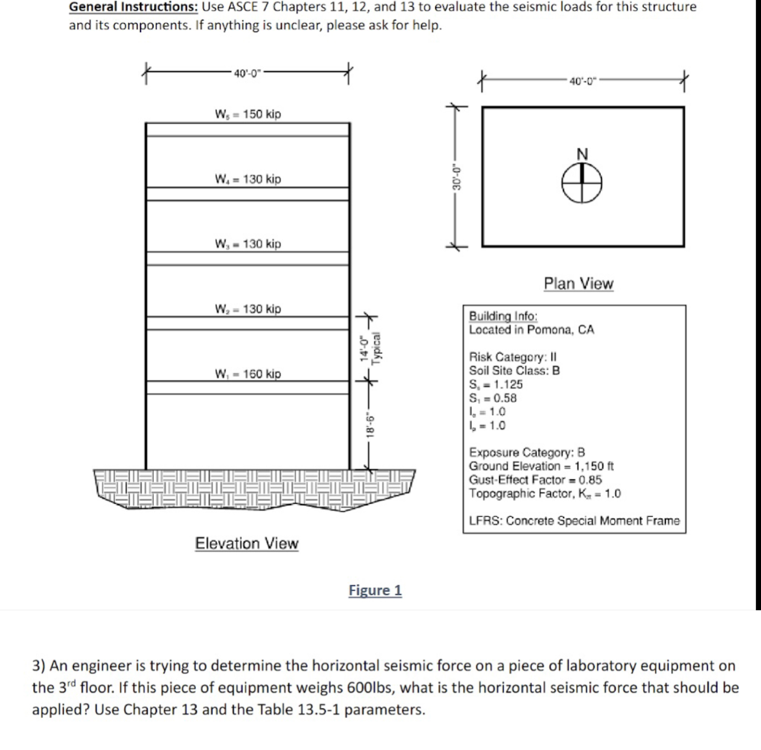 General Instructions: Use ASCE 7 Chapters 1 1 , 1