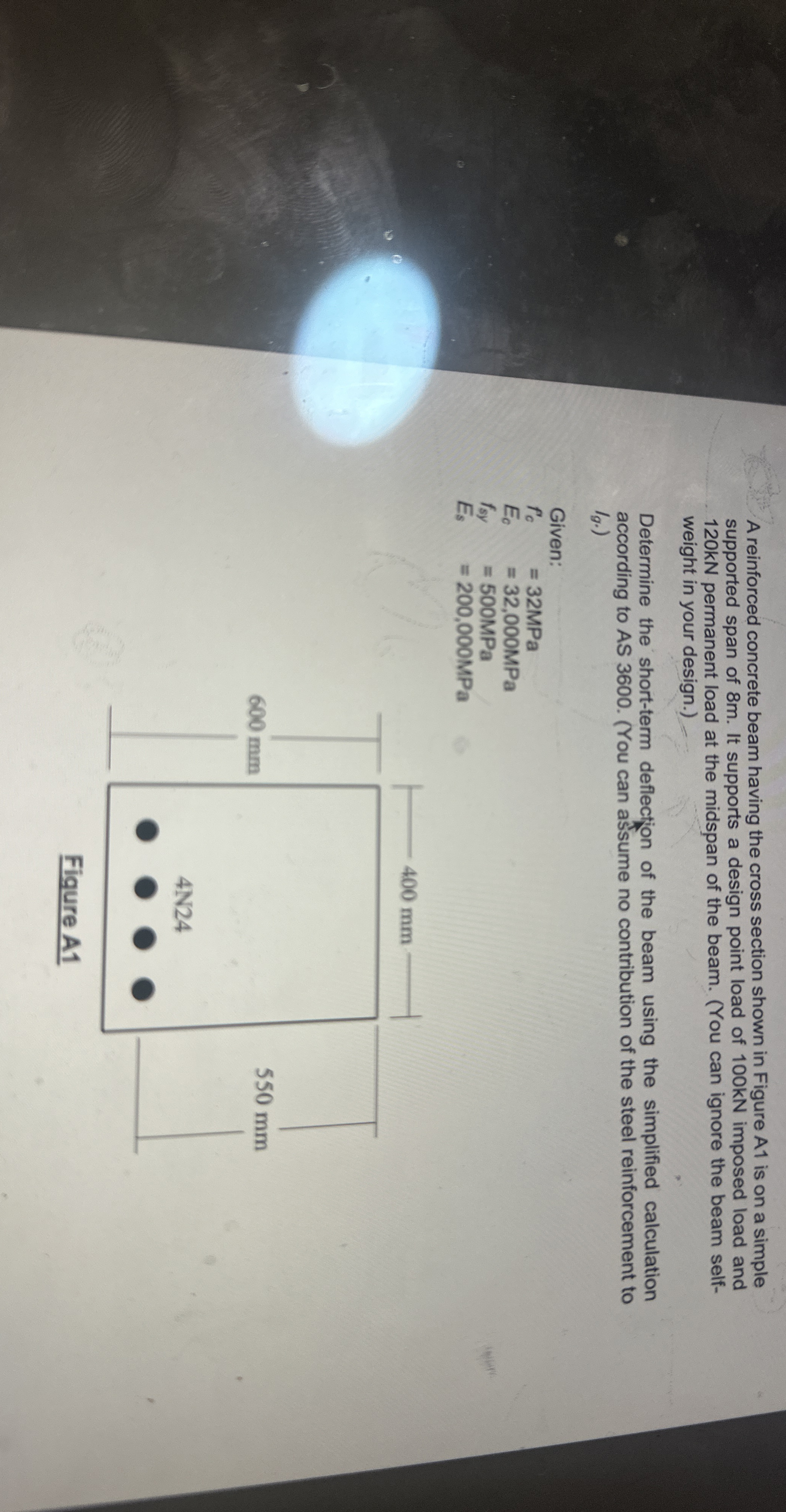 A reinforced concrete beam having the cross