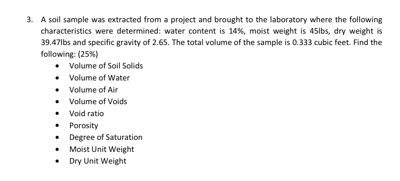 A soil sample was extracted from a project and